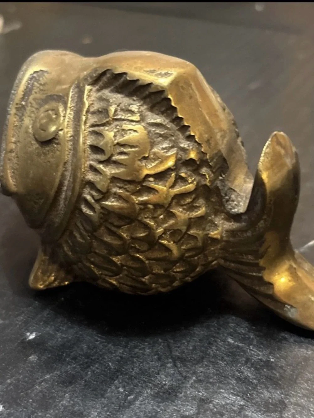 Vintage Brass Koi Fish Vase Sculpture Ashtray